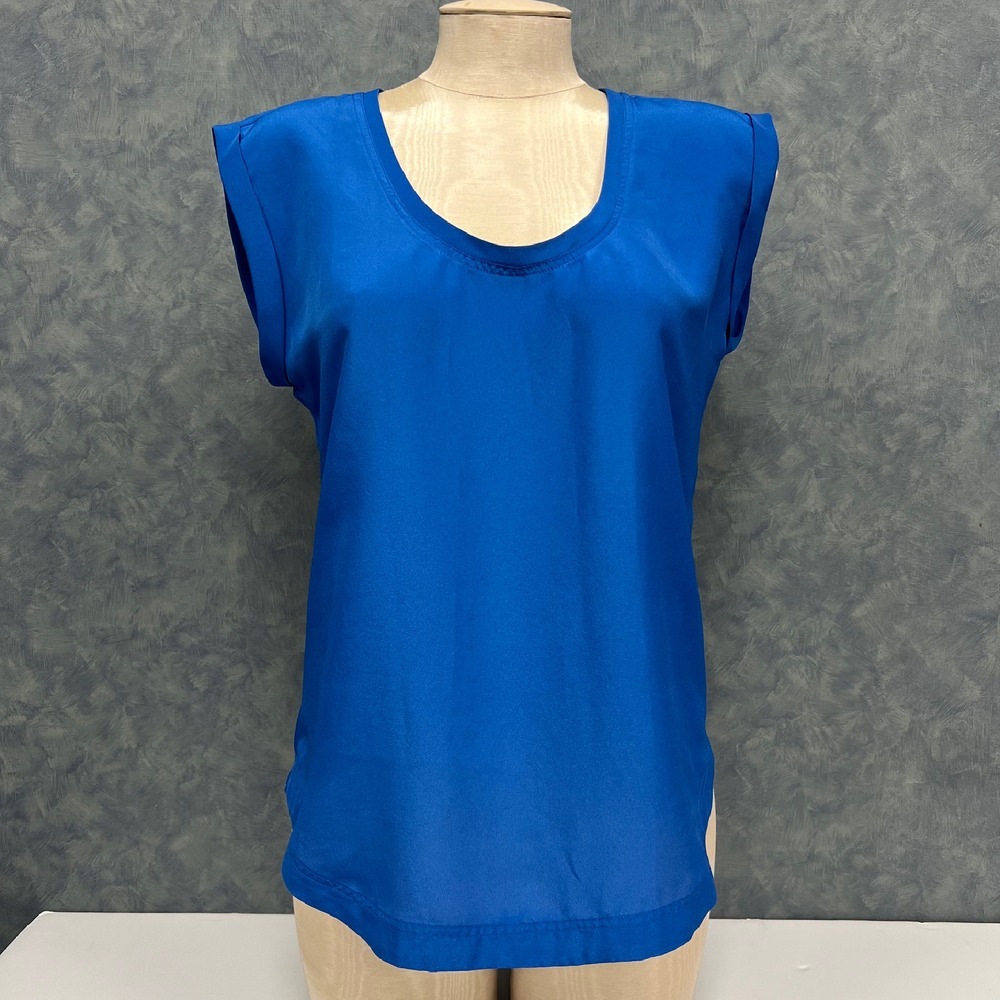 J.Crew Factory Sleeveless Top Royal‎ Blue Blouse Casual Career Polyester Size 4